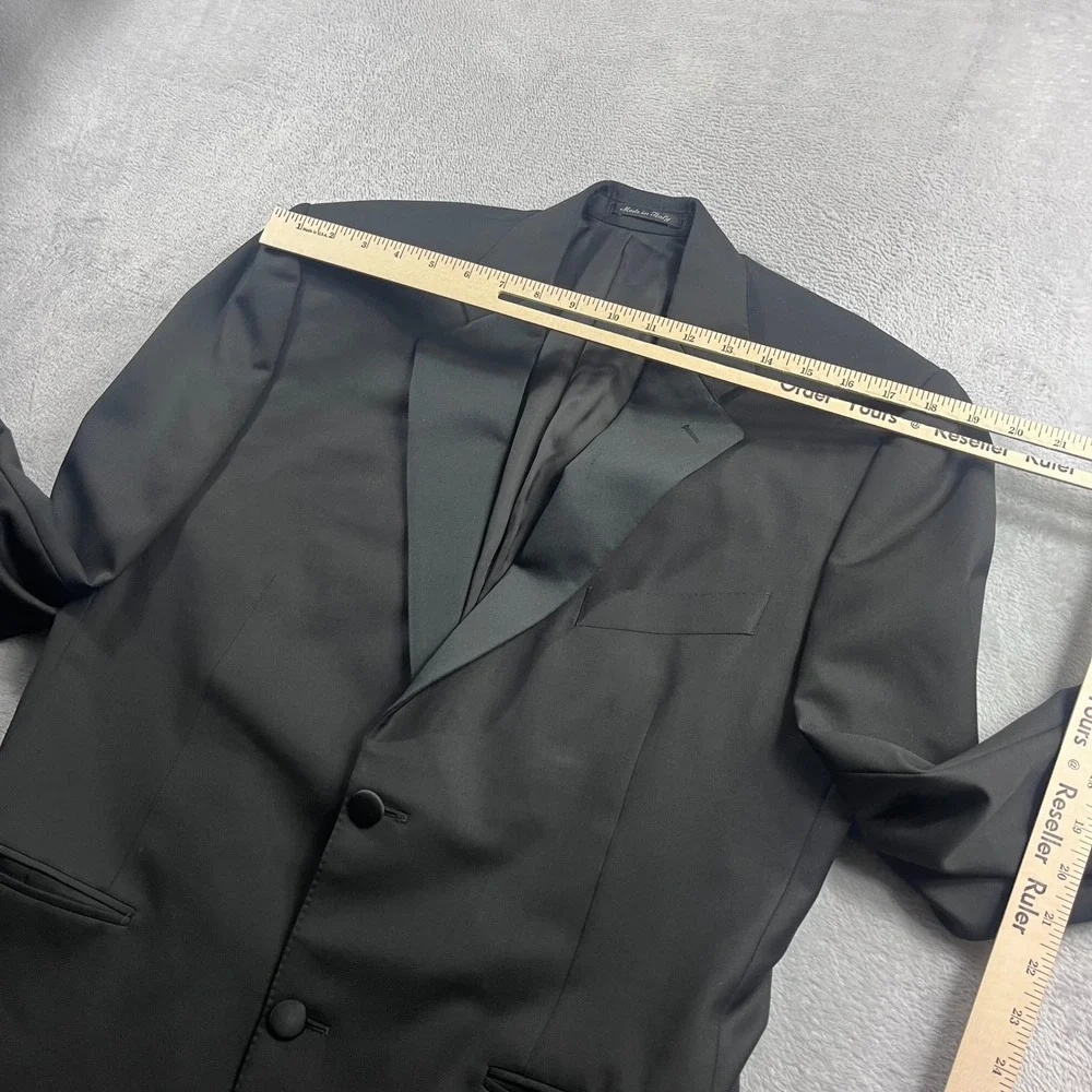 Canali Mens Black Pure Wool Tuxedo Jacket Blazer Made in Italy‎ Size 52R 42R